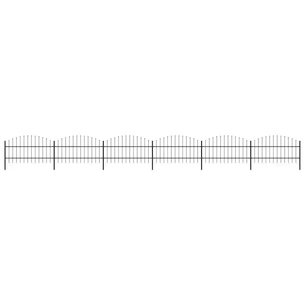 Recinzione da Giardino con Punta a Lancia in Acciaio 1070x100 cm Nera 277717