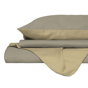 Copripiumino Singolo con Sacco e Federe in Tinta Unita Double Face Linea Vera Tortora e Panna