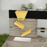 Sandbox con stazione acqua, 2 vasi da giardino, legno massiccio trattato, 154 x 80 x 60cm, Grigio