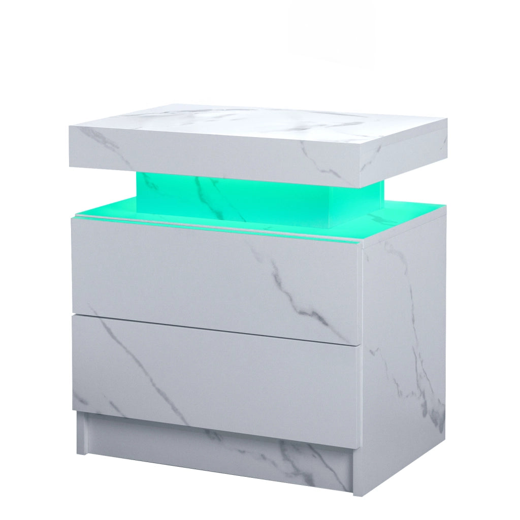 Comodino LED con luci multicolore regolabili in legno ingegnerizzato bianco opaco