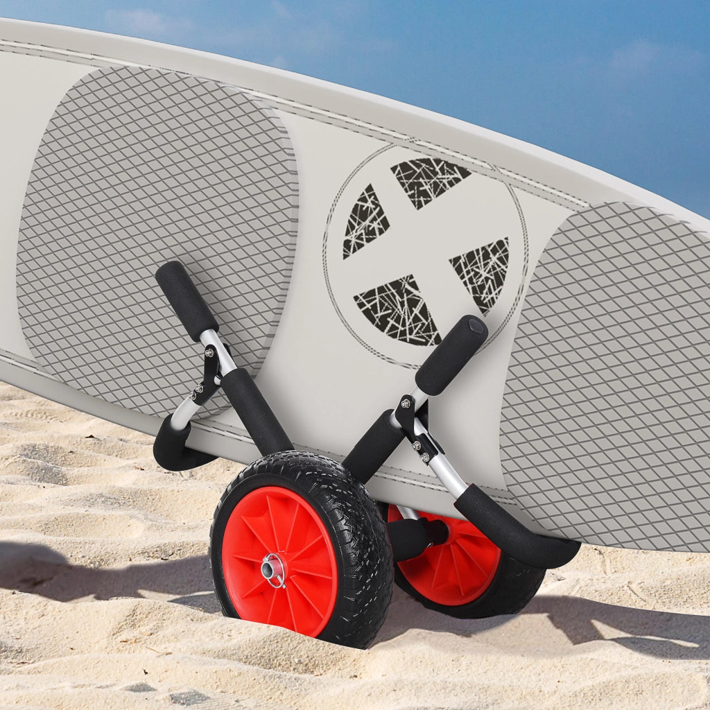 Carrello Pieghevole per Tavole da Surf con 2 Ruote ¨C zephmum ¨C Nero e Rosso 64x55x38,5 cm