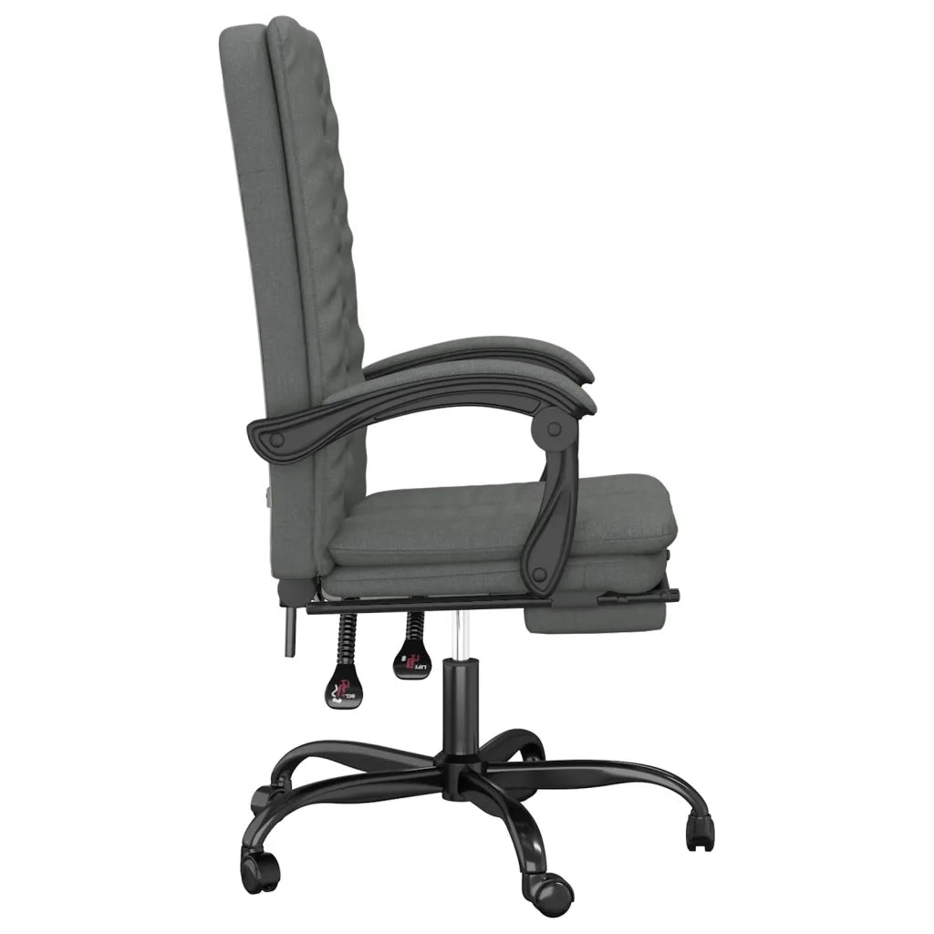 Sedia da Ufficio Reclinabile Grigio Scuro in Tessuto 349716