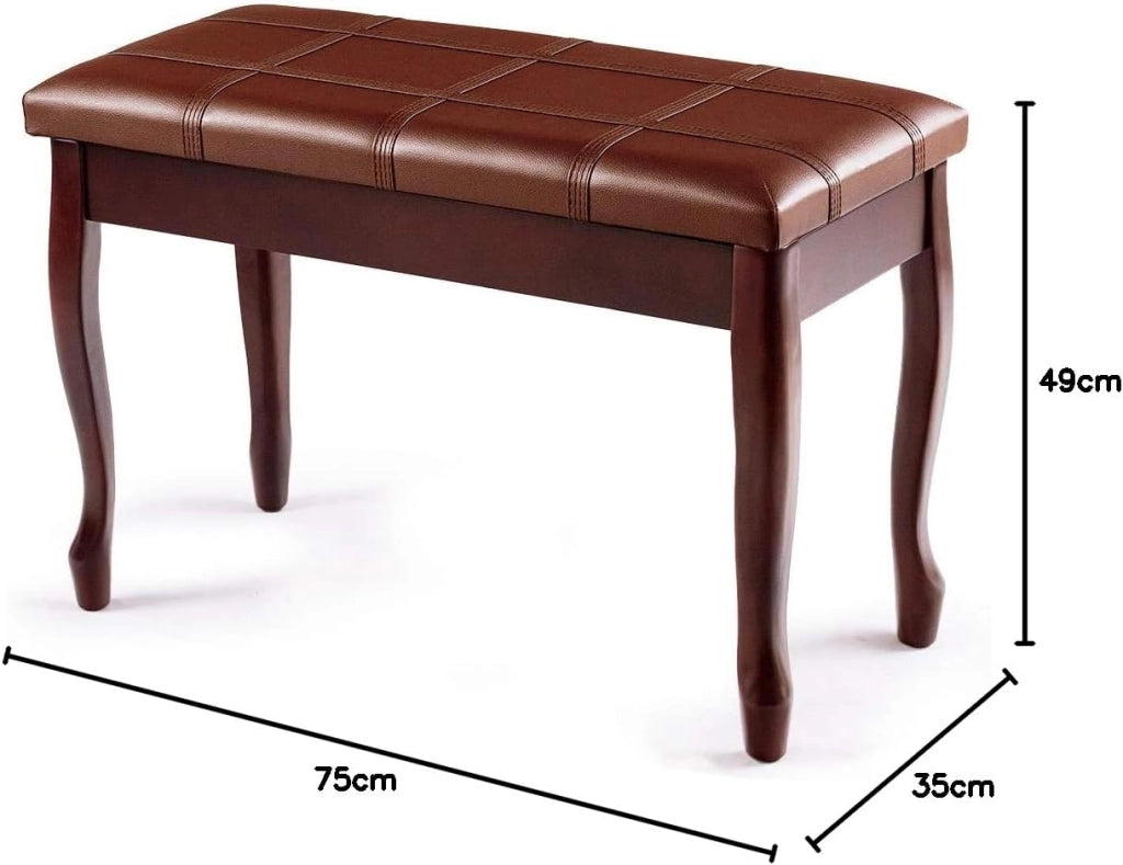 Panca per Piano Sgabello Panca Pianoforte, Cuscino Imbottito, con Scomparto di Immagazzinaggio, Costruzione in Legno Massiccio Rigido (Marrone)