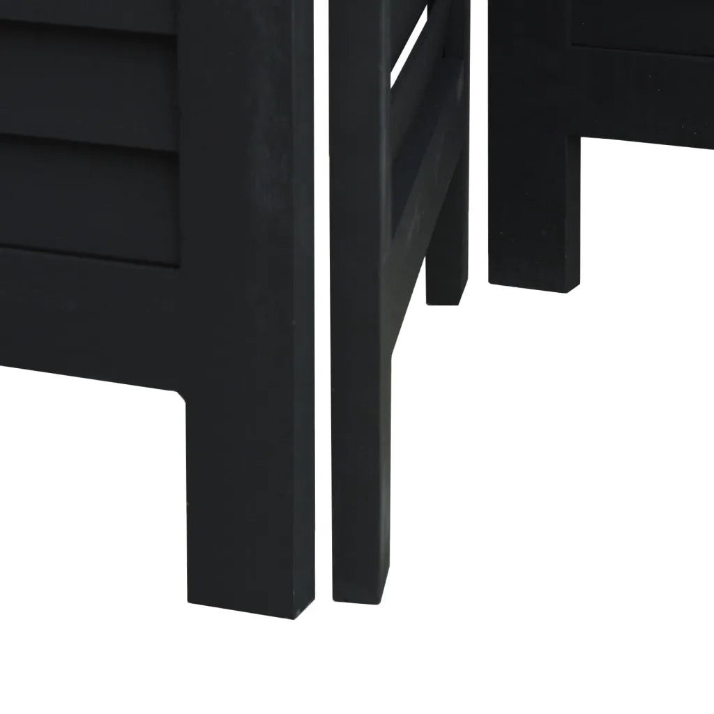 Divisorio Ambienti | Divider per stanze | Paravento 4 Pannelli Nero Legno Massello di Paulownia