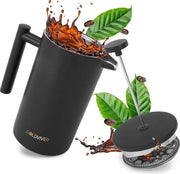Caffettiera a stantuffo di 1L - Zangaro di acciaio inossidabile, a doppia parete e isolato per caffè e tè