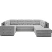 Divano ad angolo convertibile MONTEZA grigio 299 cm con contenitore e letto