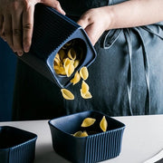 Contenitore per alimenti in ceramica - contenitore a coperchio per biscotti - contenitore a coperchio a chiusura ermetica per caffè, tè, spezie, snack - blu grande formato 17 cm