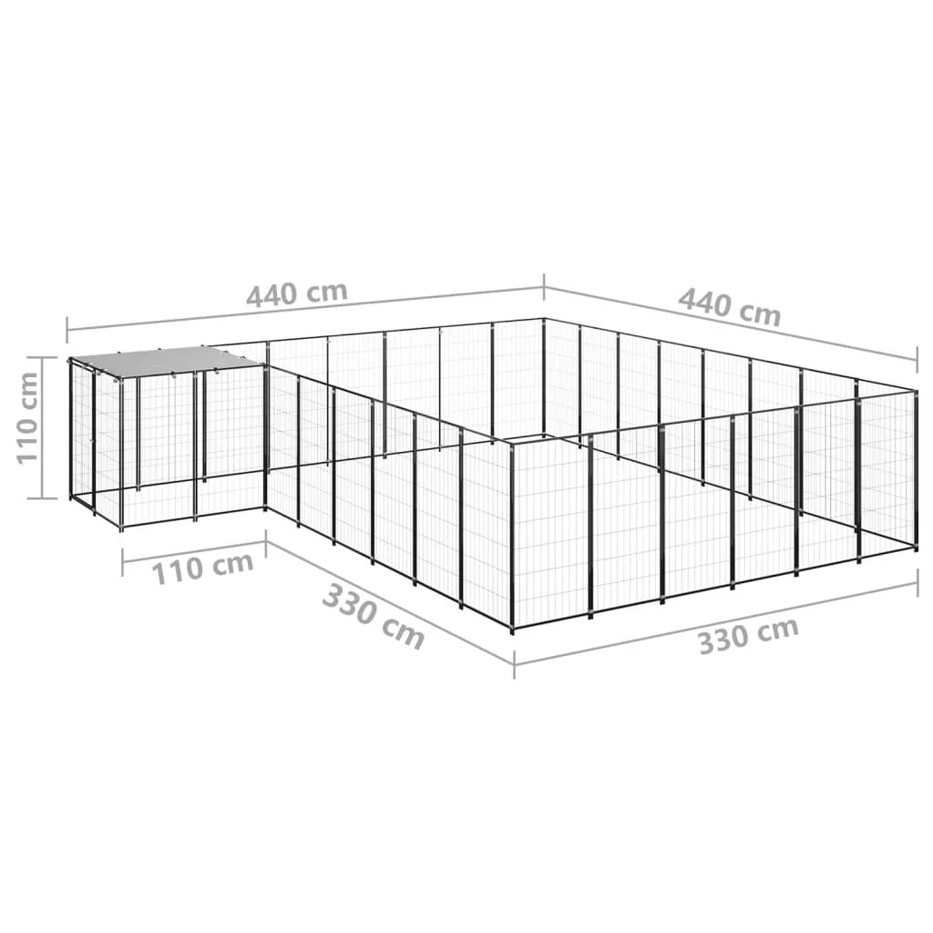 Recinto per animali da esterno per cani 15,73 m² 110 cm acciaio nero 02_0000498