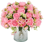 Fiori Faux Peonie - Ideali per Matrimoni - Rosa - Fiori Decorativi - Adatti per Interno ed Esterno - 4 Bunches