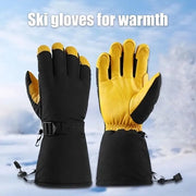 Guanti da neve estremi - Guanti caldi (-10°C/14°F) con chiusura a cordino regolabile per sci e altre attività invernali - Guanti da neve unisex (nero/giallo)