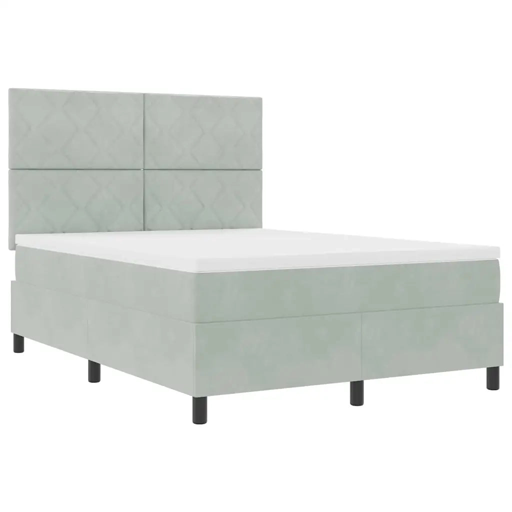 Letto a Sorgente LED Grigio chiaro 160 x 200 cm Velluto 3343388