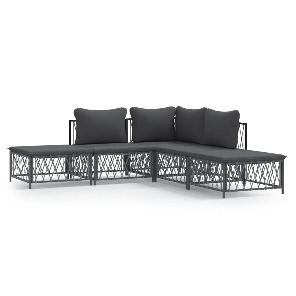 Set Salotto da Giardino 5 pz con Cuscini in Acciaio Antracitecod mxl 100562