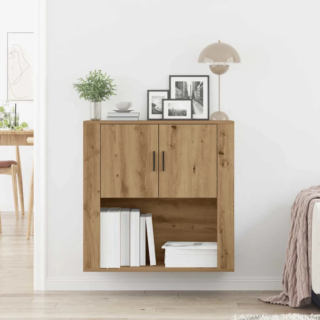 Armadietto a muro con porta rovere artigianale 80 x 33 x 80 cm 862115