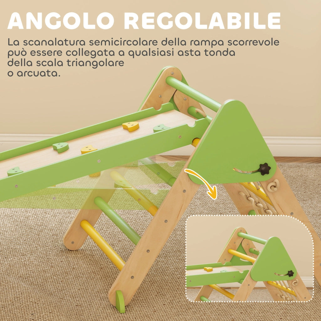 Gioco per Bambini 8 in 1 con Triangolo Parete Liscia e Arco 191.5x74.5x63 cm in Legno di Pioppo e Pino