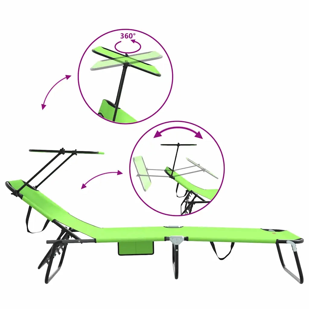 Lettino Prendisole | Sdraio da giardino | Lettino da sole pieghevole 2 pz Verde 190 x 57 x 81 cm