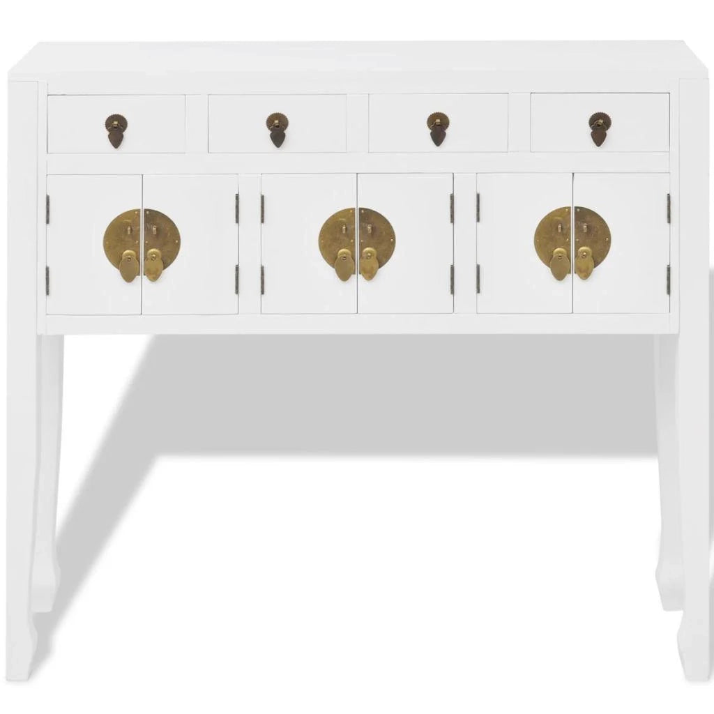 Buffet credenza mobiletto consolle mobile contenitore in stile cinese legno massello bianco 4402004