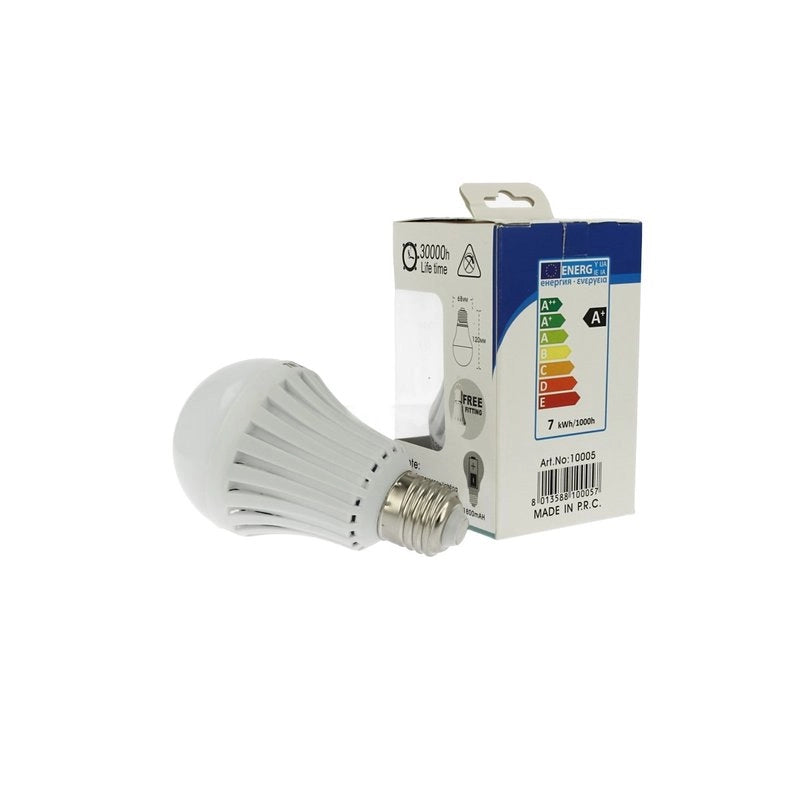 2 Lampade Led E27 A60 Emergenza 7W Ricaricabili Intelligenti Anti Blackout con Gancio