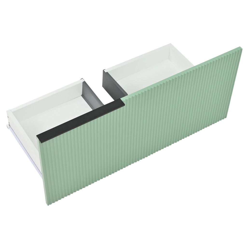 Mobile sottolavabo da bagno con lavabo in ceramica, 2 cassetti, in MDF, verde, con maniglie e piedini in metallo
