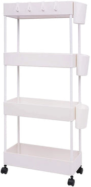 Carrello di archiviazione 4 livelli - mobile e multifunzionale - 1 pezzo - bianco