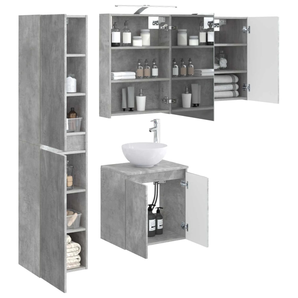 Set di Armadi da Bagno 5 pcs Grigio Cemento 50 x 14,5 x 70 cm 3407290