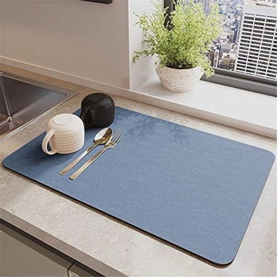 Mat di asciugatura rapida - servizio da cucina - antiscivolo - mat di asciugatura per cucina - 40 x 50 cm - blu