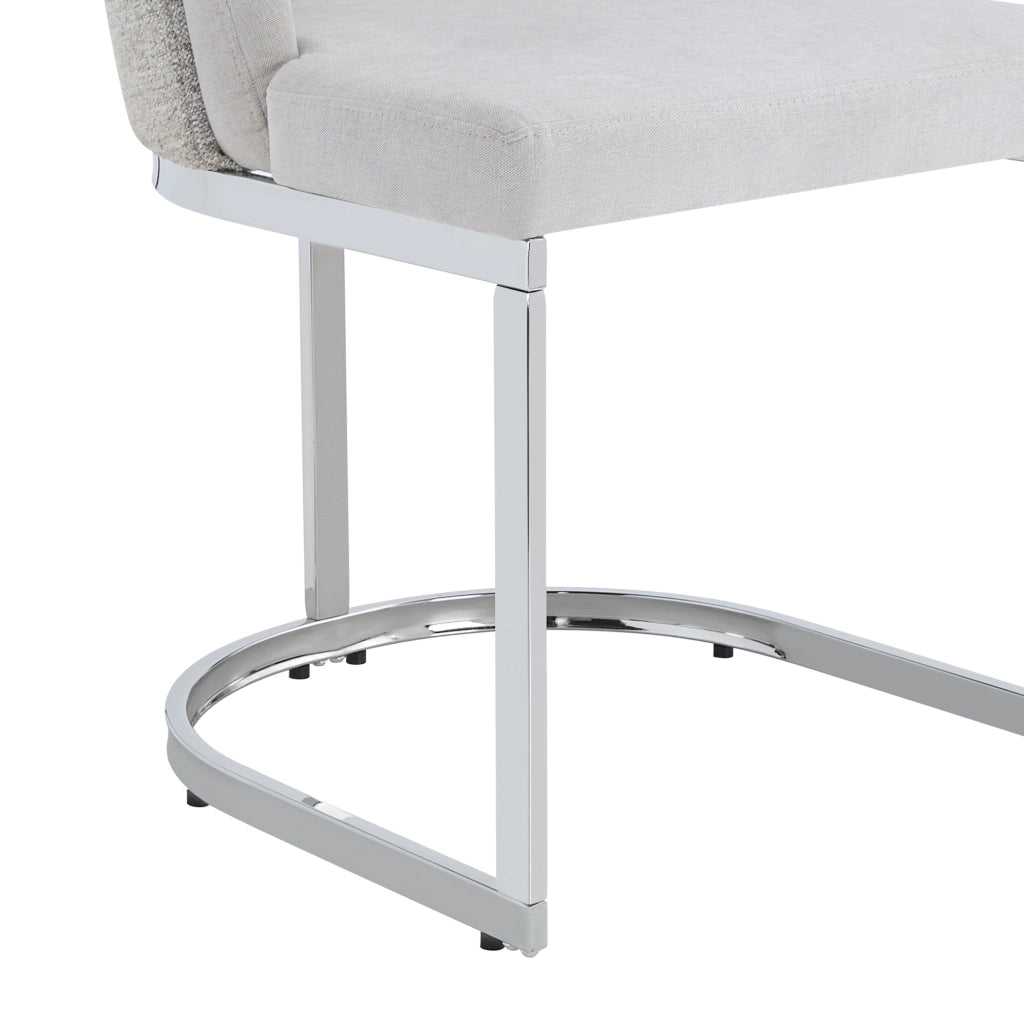 Set di 4 sedie da pranzo 59x52x85 cm con doppio schienale in chenille grigio e argento
