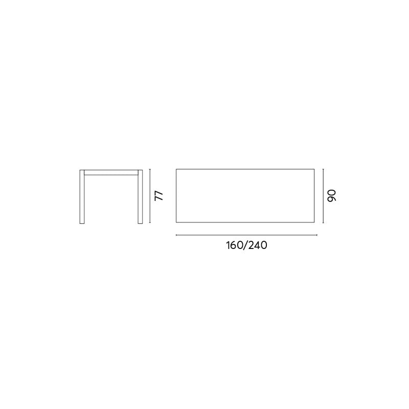 Tavolo Naxos 160/240X90 Alluminio Bianco - Gambe Scorrevoli Moia