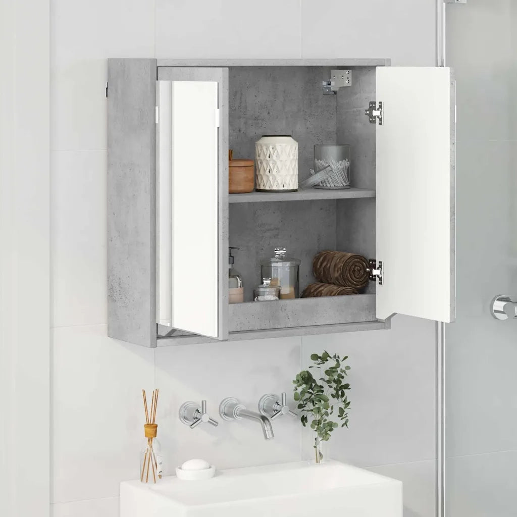 Mobiletto per specchio da bagno Grigio cemento 60 x 20 x 60 cm
