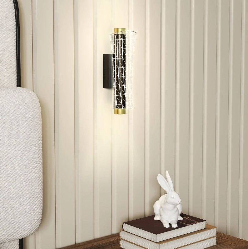 Set di 2 applique a LED moderne nere con design a griglia
