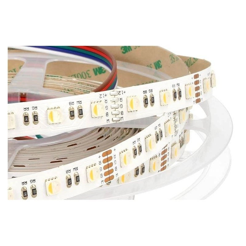 24V Bobina Striscia Led RGBW Caldo RGB+WW 20W/M 300 Smd 5 Metri Larghezza 12mm