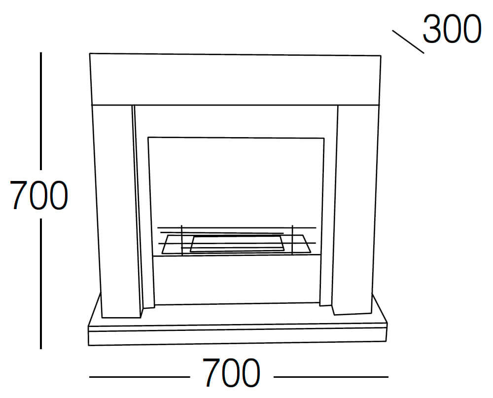 Camino a Bioetanolo da Pavimento 70x30x70 cm Karlsen Camogli Bianco