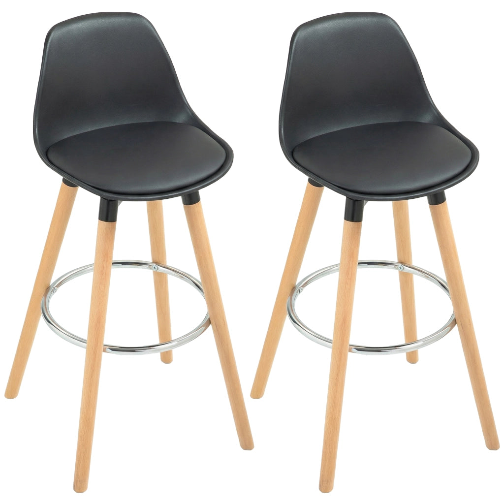 Sgabelli da Bar con Schienale e Poggiapiedi ¨C Zephmum ¨C 2 Pezzi Imbottiti 43x43x91 Nero
