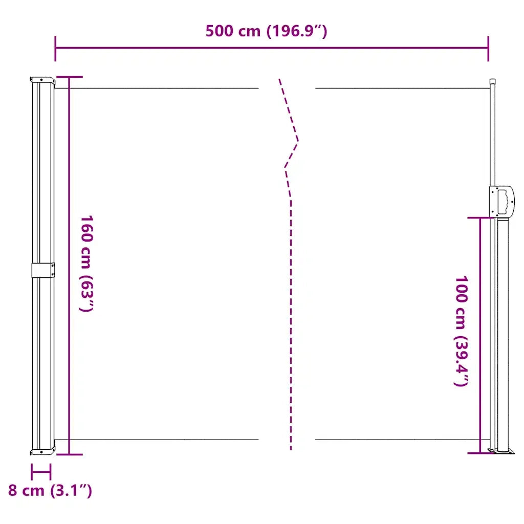 Tenda da Sole Laterale Retrattile Marrone 160x500 cm 4004434
