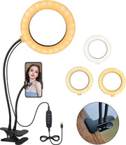 Lampada a LED con Orecchino per Telefono e Stativo - Ideale per Fotografia, Make-up e Video