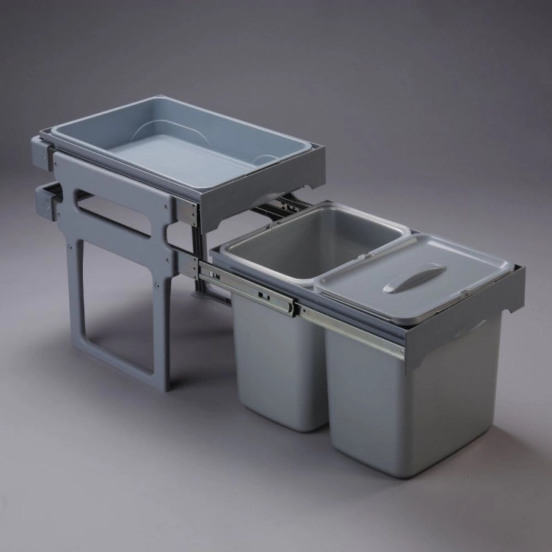 Pattumiera Tank 40 con vassoio estraibile in plastica grigio 2x16 LT