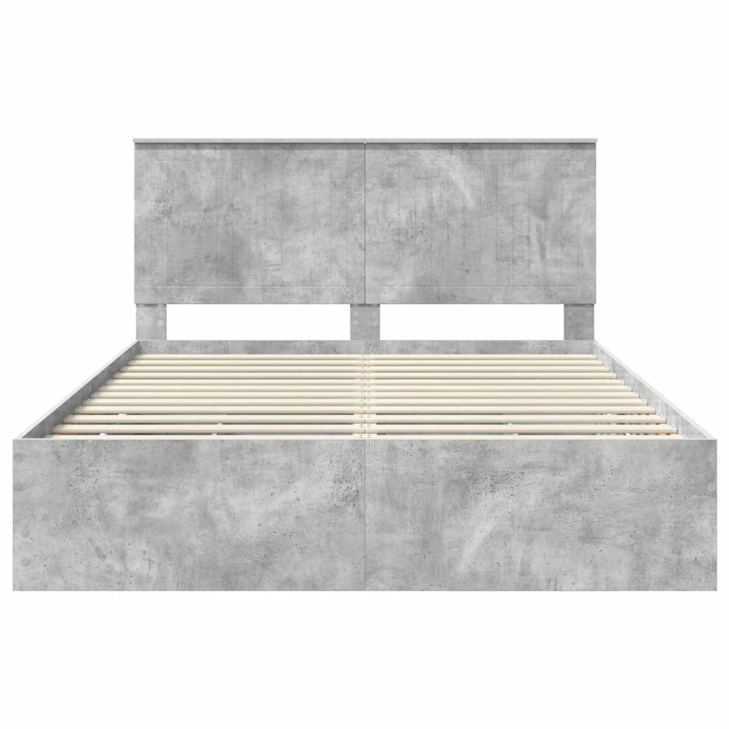 Struttura del letto con cassetto-Giroletto con contenitore-Rete del Letto Grigio cemento 150 x 200 cm 938909