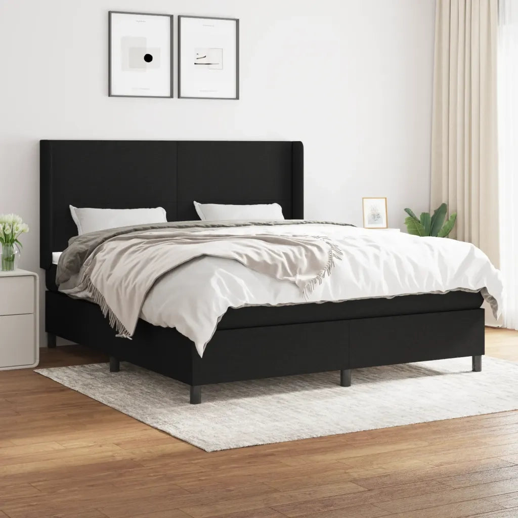 Giroletto a Molle con Materasso Nero 180x200 cm in Tessuto 3131291