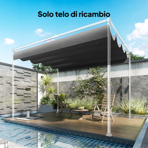 Telo Pergola per Esterni 392x350 cm Anti UV con 8 Fori di Drenaggio in Poliestere Grigio Scuro