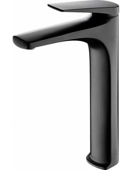 IMEX Miscelatore monocomando alto per lavabo in ottone nero opaco con cartuccia ceramica Ø28 mm set 2 flessibili 3-8 inclusi altezza 288 mm canna 175 mm modello BDD055-3NG
