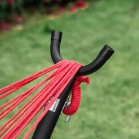 Amaca da Giardino con Supporto in Metallo Epoxy Amaca su Supporto 1 Posto Carico Max. 120 Kg Borsa per il Trasporto Rosso