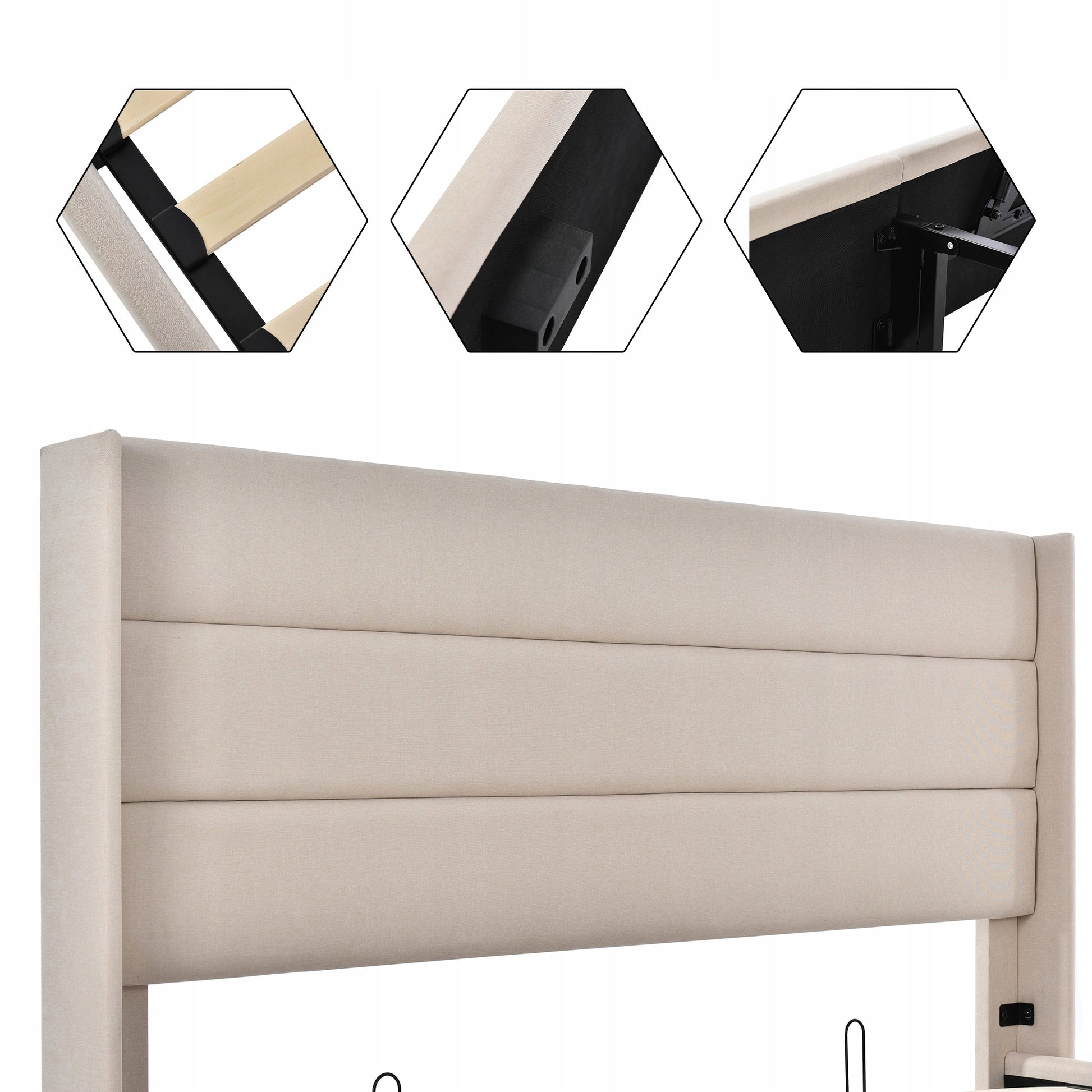 Letto con contenitore - Xylo - 140x200cm - Bianco - Pikowane lin