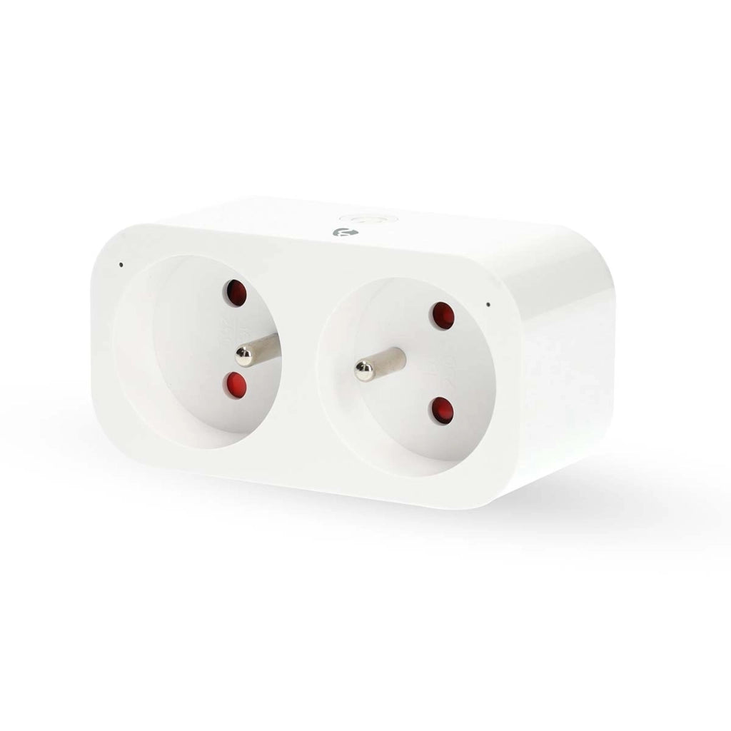 Presa doppia SmartLife IP21 Wattmeter 3680W Tipo E Wi-Fi Connected Francia Bianco Nedis