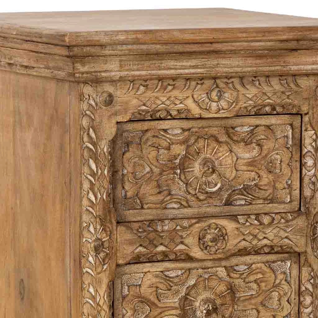 Sinfonier de madera artesanal con 5 cajones marrón 45x40x100h cm