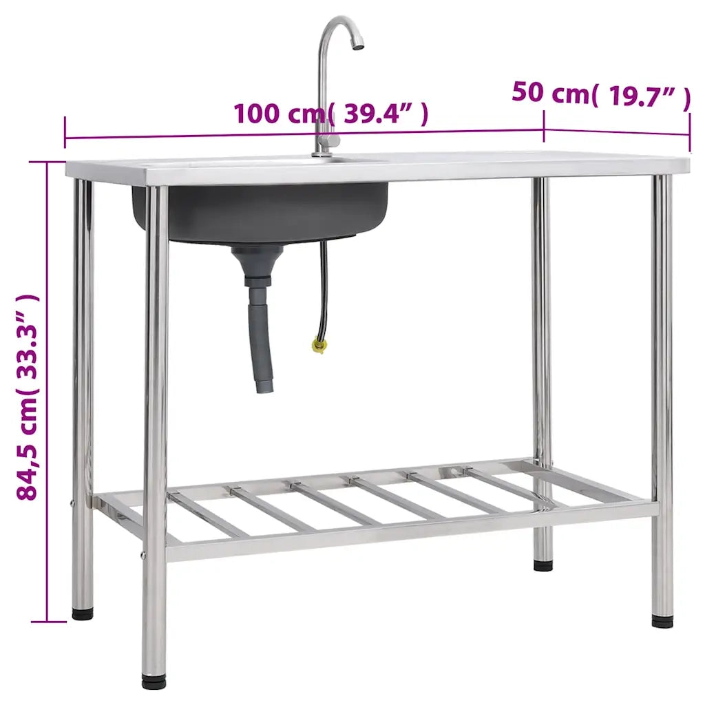 Lavello da Campeggio Vasca Singola con Rubinetto Acciaio Inox CFW1476459