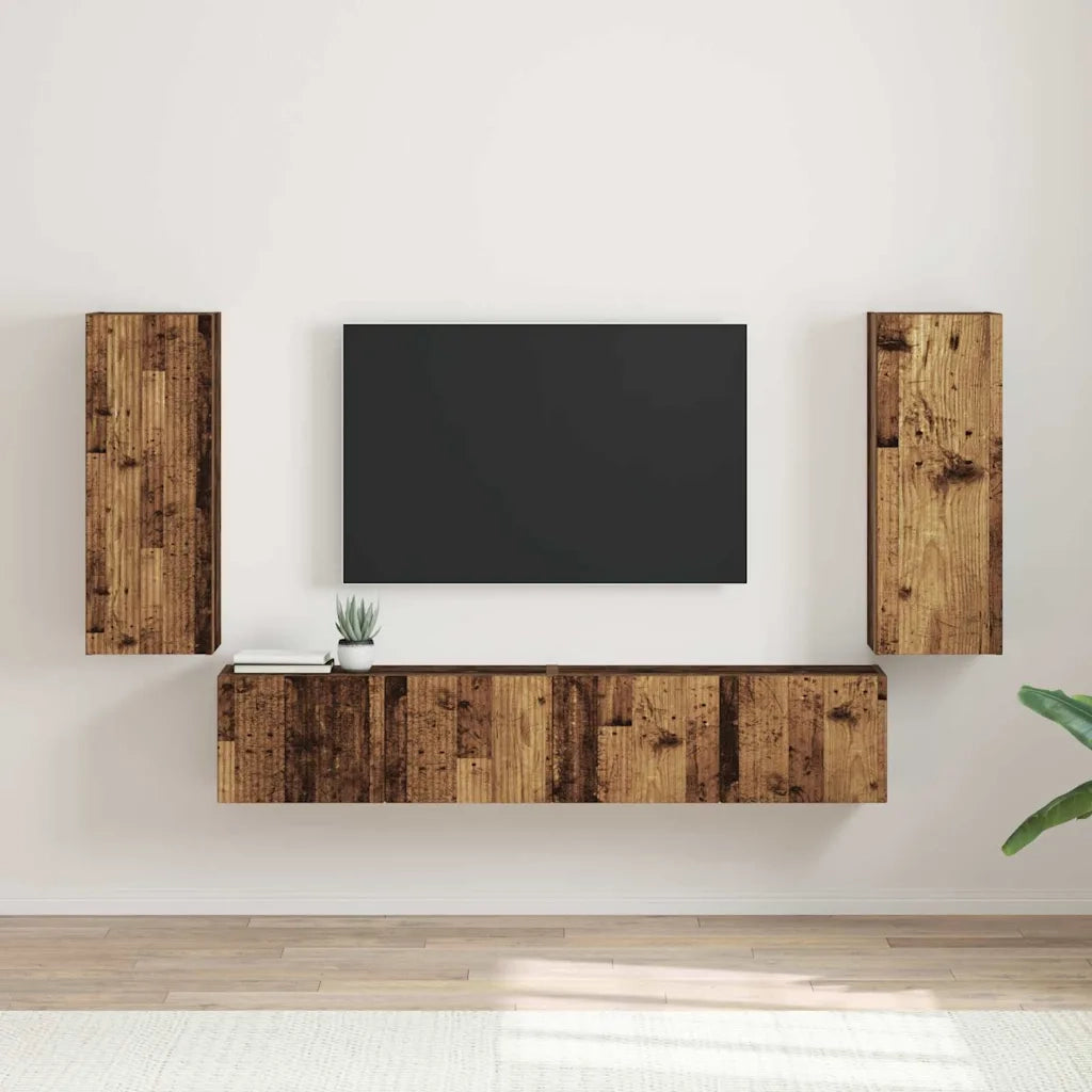 Mobile TV da parete 2 pcs Legno vecchio 30 x 31 x 80 cm 892306