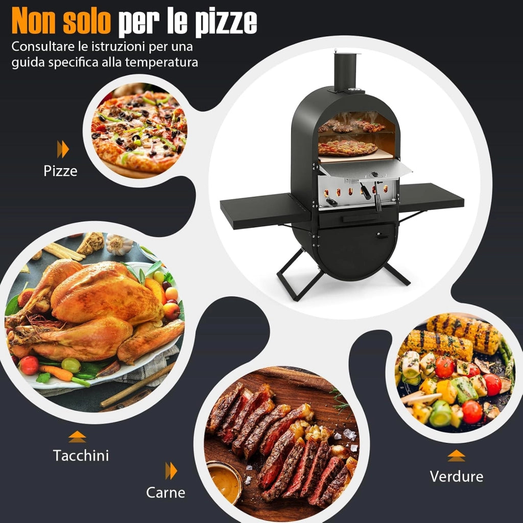 Forno per Pizza da Esterno, Forno a Legna per Pizza con Pietra per pizza, Pala per Pizza, Copertura in Tessuto Oxford Impermeabile, per Picnic, Festa e Campeggio