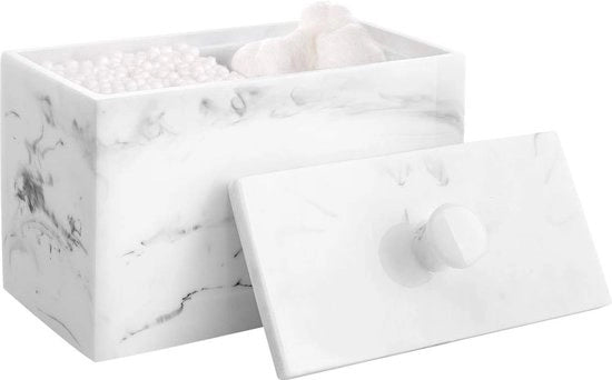 Ottimizzatore di Contenitori per Cosmetici con 2 Compartimenti e Coperchio per Contenitore di Bottoni di Cotone con Lid.
