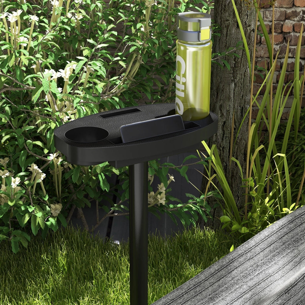 Supporto per Amaca max 150kg con Tavolino Integrato 285x125x110 cm in Acciaio Nero