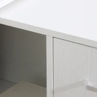 Scrivania angolare girevole 180°, con libreria, cassetto e armadietto, 117x82x74cm, Bianco
