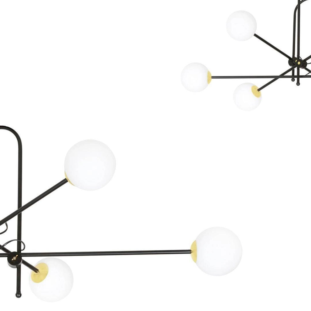 Lampadario nero oro 6xE14 sfere vetro DIARF Emibig